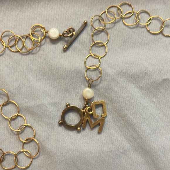 Unusual Meg Carter gold, pearl and geode necklace - Picture 3 of 4
